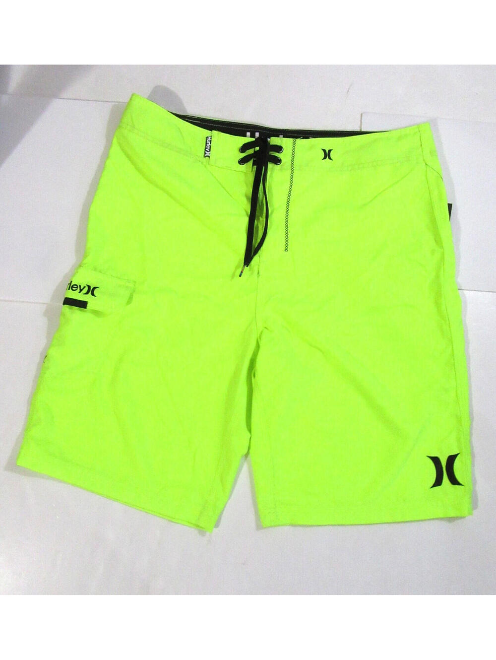 Hurley Mens Board Shorts Swim Trunks Bright Neon Green Sz 34 x 22 NWT